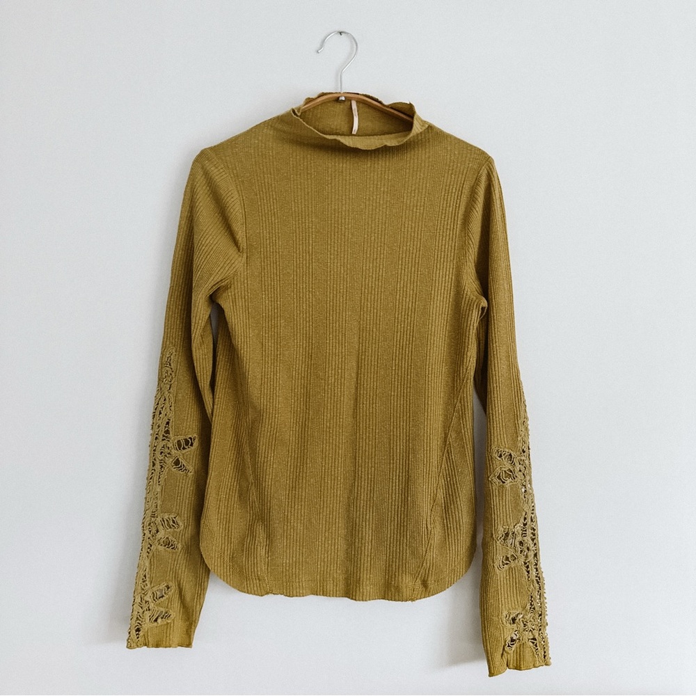 Free People Ready To Go Cuff Long Sleeve Olive Bitters - Size Small
